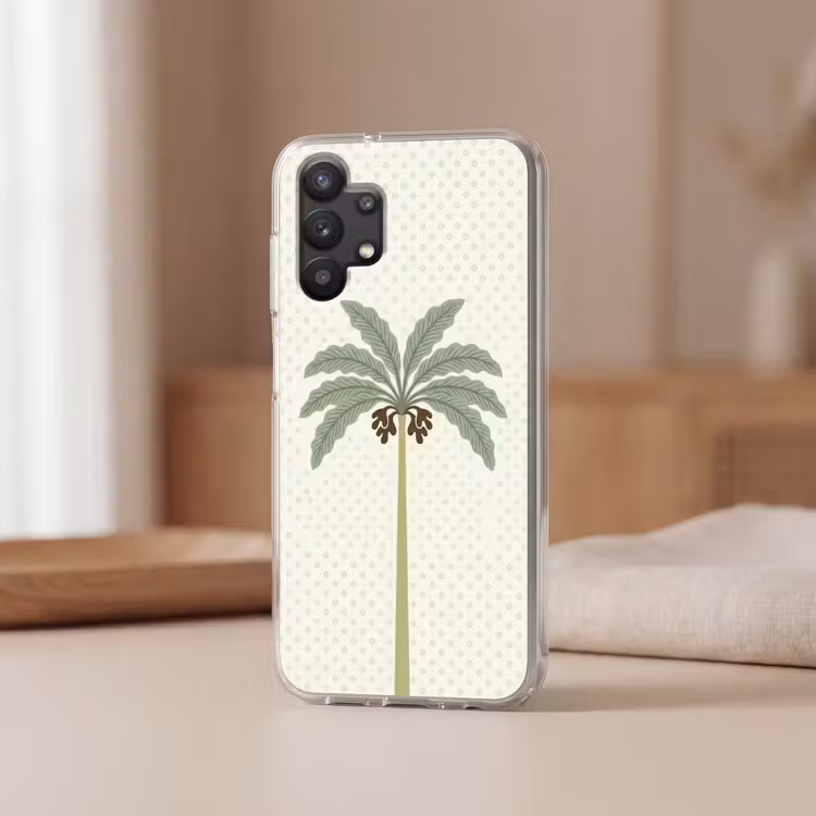 Boom - Bladeren - Groen - Decoratief - Beige Telefoonhoesje Samsung Galaxy A32 5G klein -sfeer2