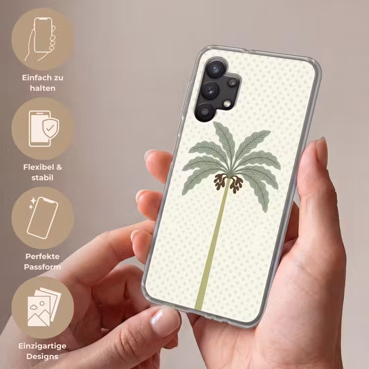 Boom - Bladeren - Groen - Decoratief - Beige Telefoonhoesje Samsung Galaxy A32 5G klein -sfeer3_DE
