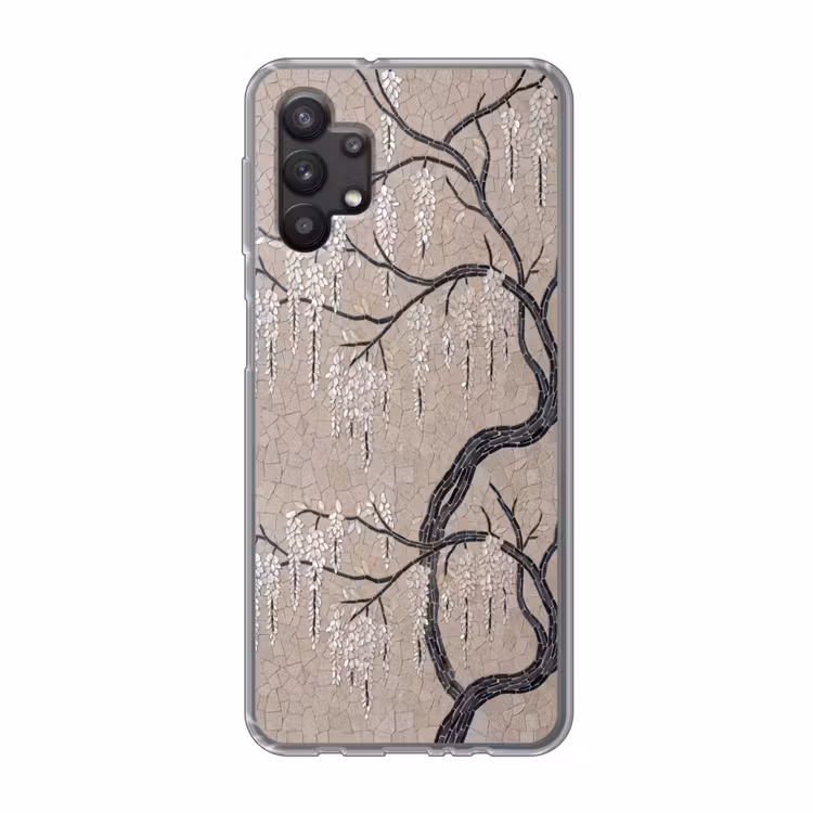 Boom - Bloemen - Mozaïek - Kunst - Wit Telefoonhoesje Samsung Galaxy A32 5G klein -3d