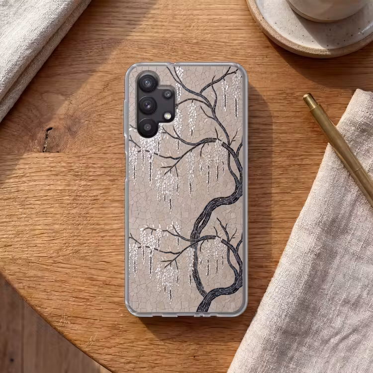 Boom - Bloemen - Mozaïek - Kunst - Wit Telefoonhoesje Samsung Galaxy A32 5G klein -sfeer1