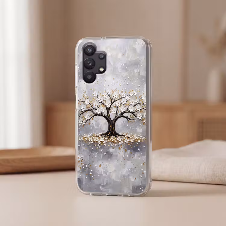 Boom - Bloemen - Natuur - Abstract - Wit Telefoonhoesje Samsung Galaxy A32 5G klein -sfeer2