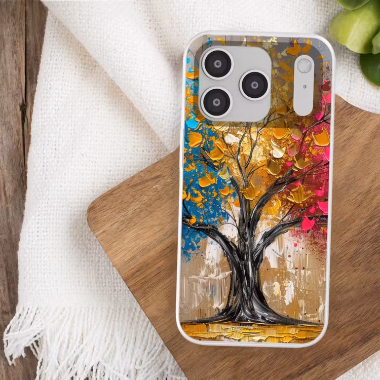 Boom - Kleurrijk - Grijs - Modern Telefoonhoesje iPhone 17 Pro klein -sfeer1