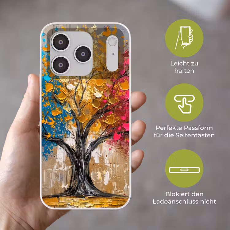 Boom - Kleurrijk - Grijs - Modern Telefoonhoesje iPhone 17 Pro klein -sfeer3_DE