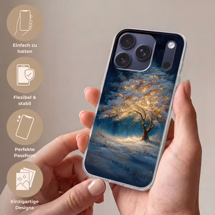 Levensboom - Nacht - Donker - Blauw Telefoonhoesje iPhone 17 Pro klein -sfeer3_DE