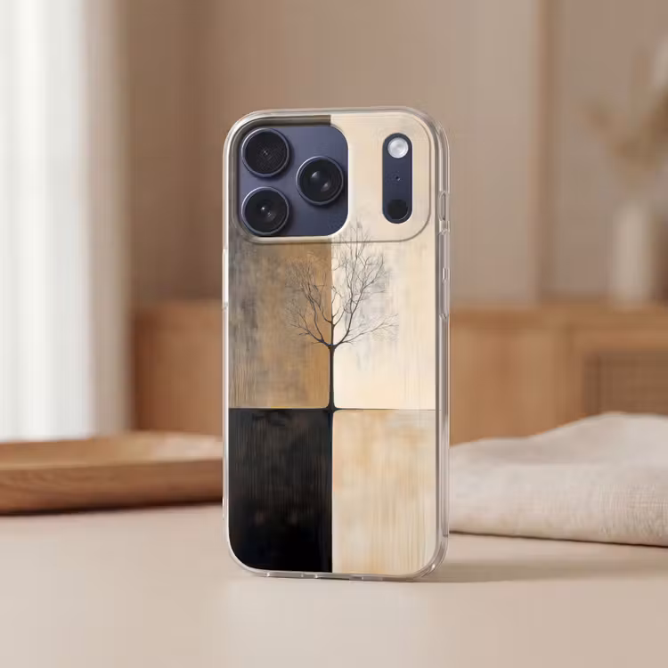 Boom - Vlakken - Takken - Kleurverloop Telefoonhoesje iPhone 17 Pro klein -sfeer2