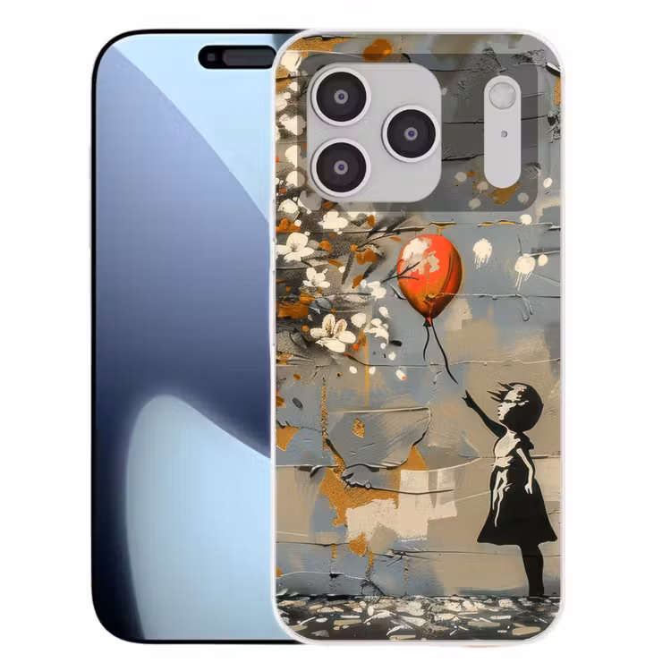 Boom - Graffiti - Banksy Style - Balloon Girl Telefoonhoesje iPhone 17 Pro klein -3d