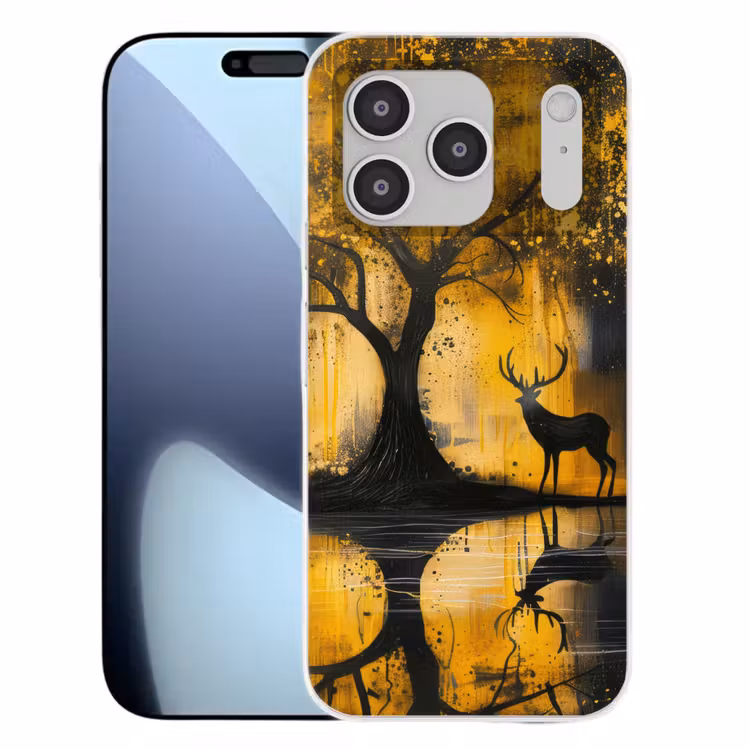 Boom - Verflook - Hert - Natuur - Goud Telefoonhoesje iPhone 17 Pro klein -3d