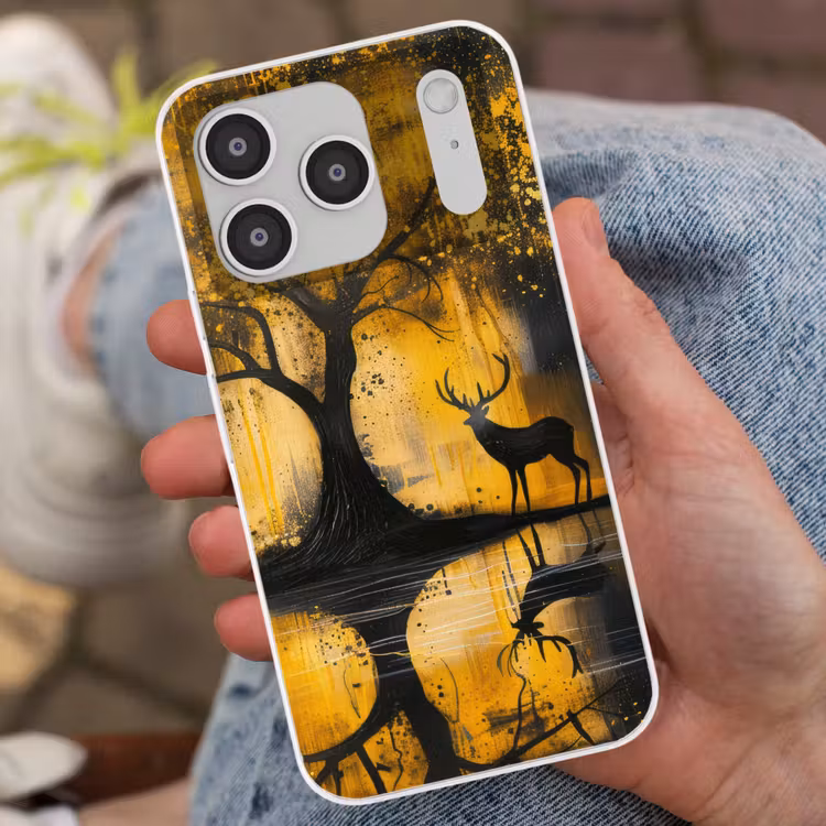 Boom - Verflook - Hert - Natuur - Goud Telefoonhoesje iPhone 17 Pro klein -sfeer2