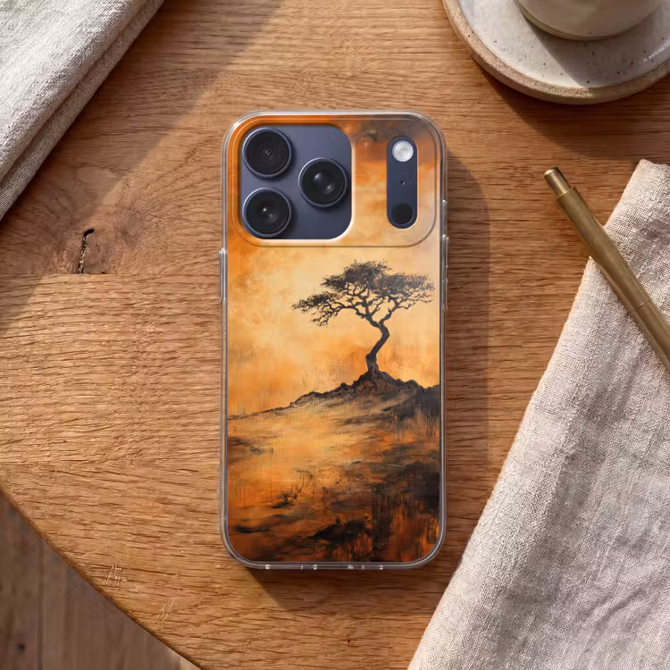 Boom - Landschap - Oranje Telefoonhoesje iPhone 17 Pro klein -sfeer1
