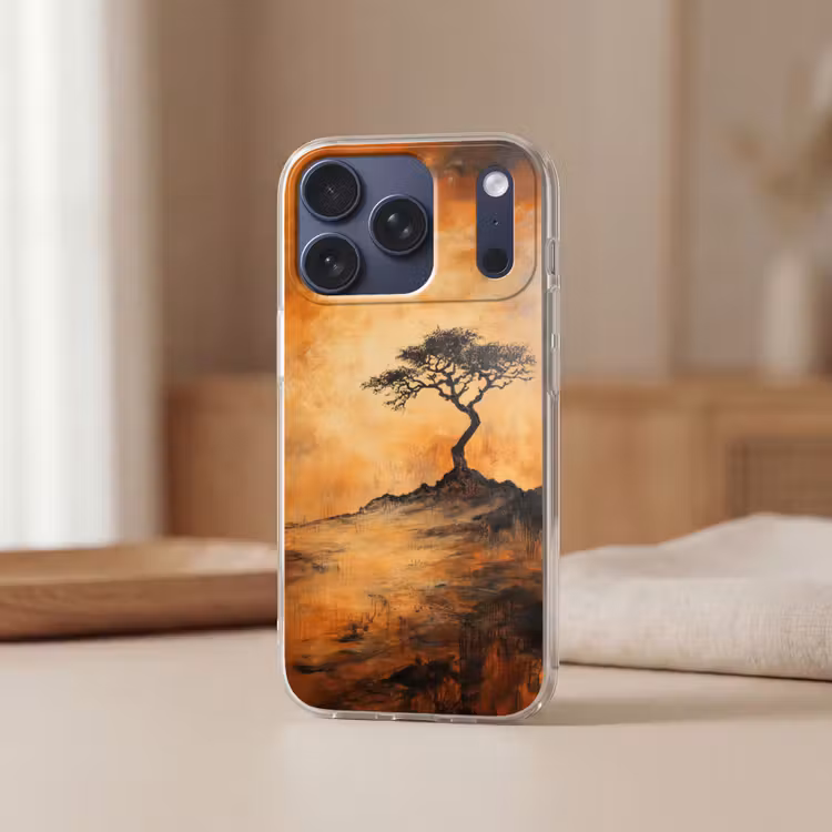 Boom - Landschap - Oranje Telefoonhoesje iPhone 17 Pro klein -sfeer2
