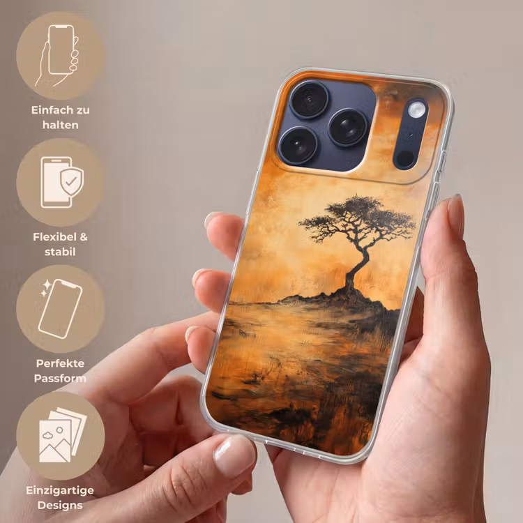 Boom - Landschap - Oranje Telefoonhoesje iPhone 17 Pro klein -sfeer3_DE