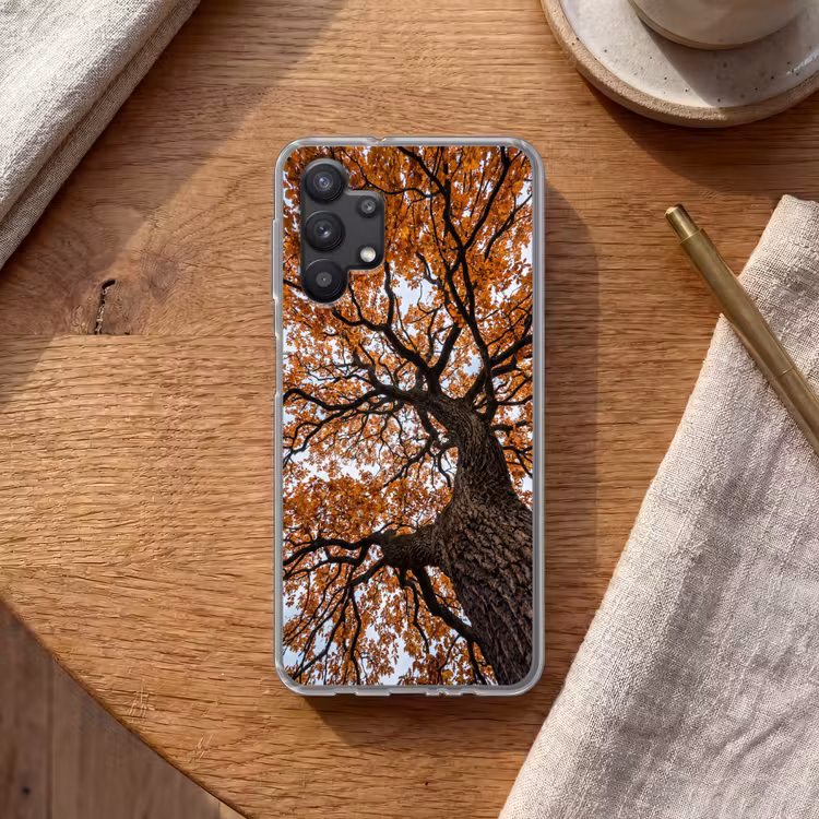 Boom - Bladerdak - Herfst - Oranje - Sfeervol Telefoonhoesje Samsung Galaxy A32 5G klein -sfeer1