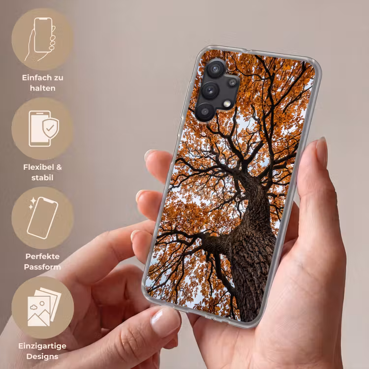 Boom - Bladerdak - Herfst - Oranje - Sfeervol Telefoonhoesje Samsung Galaxy A32 5G klein -sfeer3_DE
