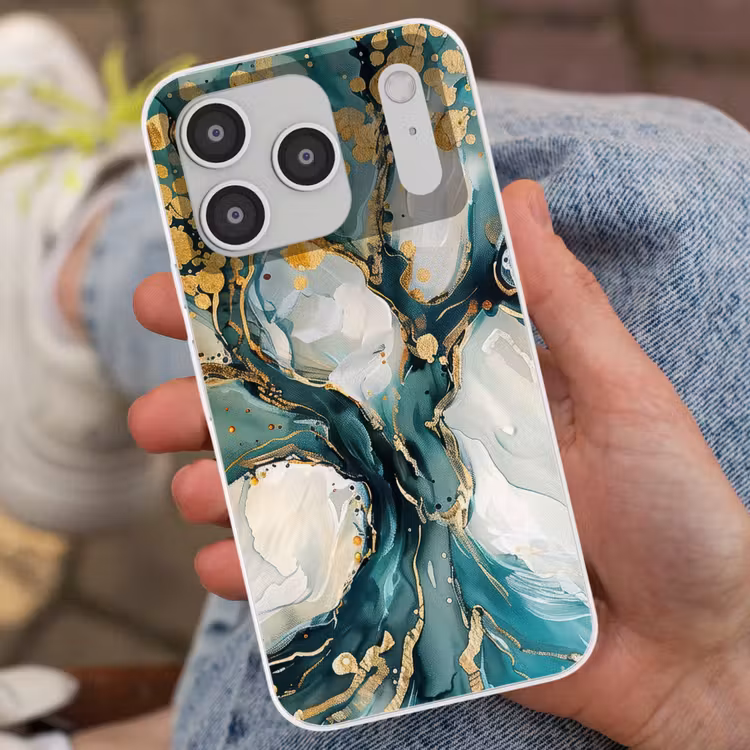 Boom - Modern - Verflook - Turquoise - Goud Telefoonhoesje iPhone 17 Pro klein -sfeer2