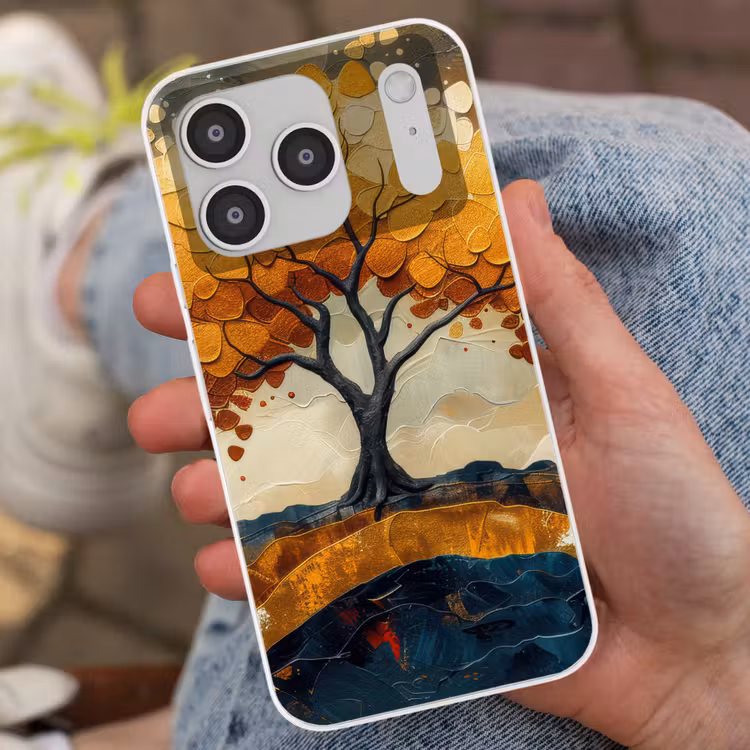 Boom - Natuur - Goud - Modern Telefoonhoesje iPhone 17 Pro klein -sfeer2