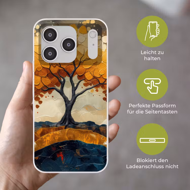 Boom - Natuur - Goud - Modern Telefoonhoesje iPhone 17 Pro klein -sfeer3_DE