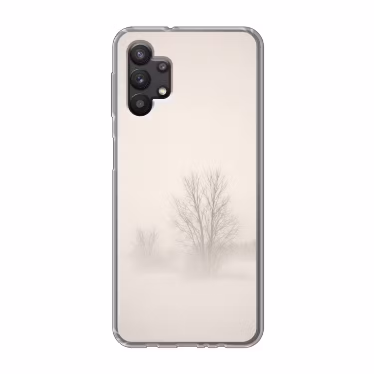 Boom - Mist - Sneeuw - Winter - Minimalistisch Telefoonhoesje Samsung Galaxy A32 5G klein -3d