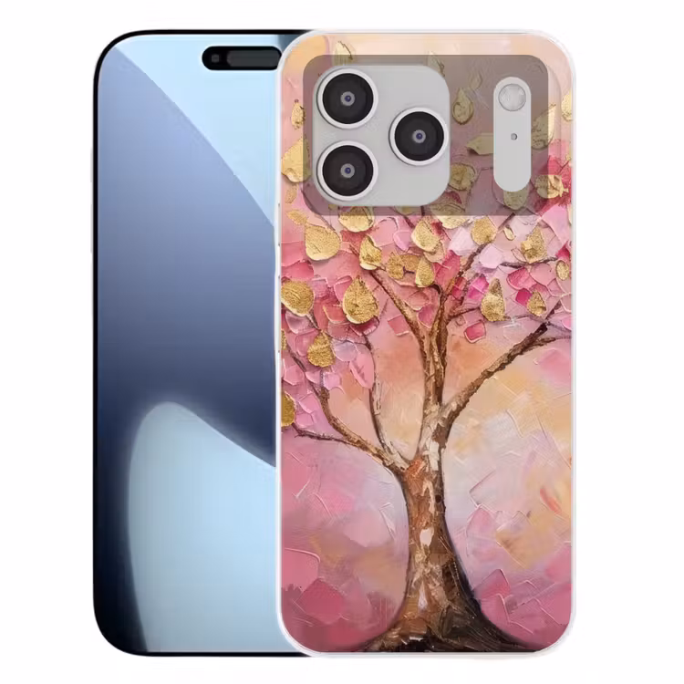 Boom - Roze - Goud - Modern Telefoonhoesje iPhone 17 Pro klein -3d