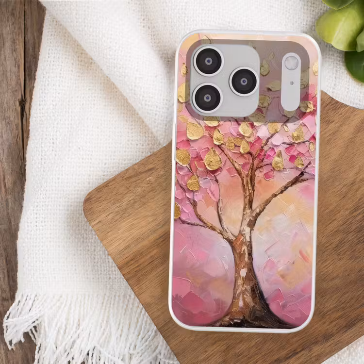 Boom - Roze - Goud - Modern Telefoonhoesje iPhone 17 Pro klein -sfeer1