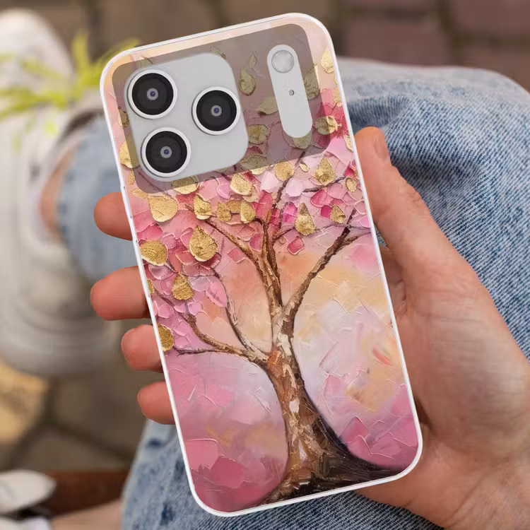 Boom - Roze - Goud - Modern Telefoonhoesje iPhone 17 Pro klein -sfeer2
