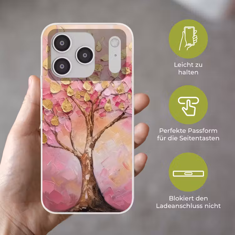 Boom - Roze - Goud - Modern Telefoonhoesje iPhone 17 Pro klein -sfeer3_DE