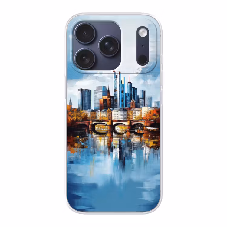 Bomen Frankfurt- Stad - Skyline - Brug Telefoonhoesje iPhone 17 Pro klein -3d