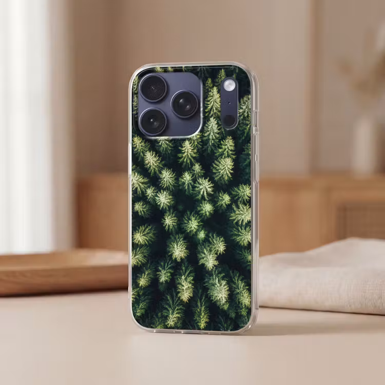 Bomen - Naaldwoud - Structuur Telefoonhoesje iPhone 17 Pro klein -sfeer2