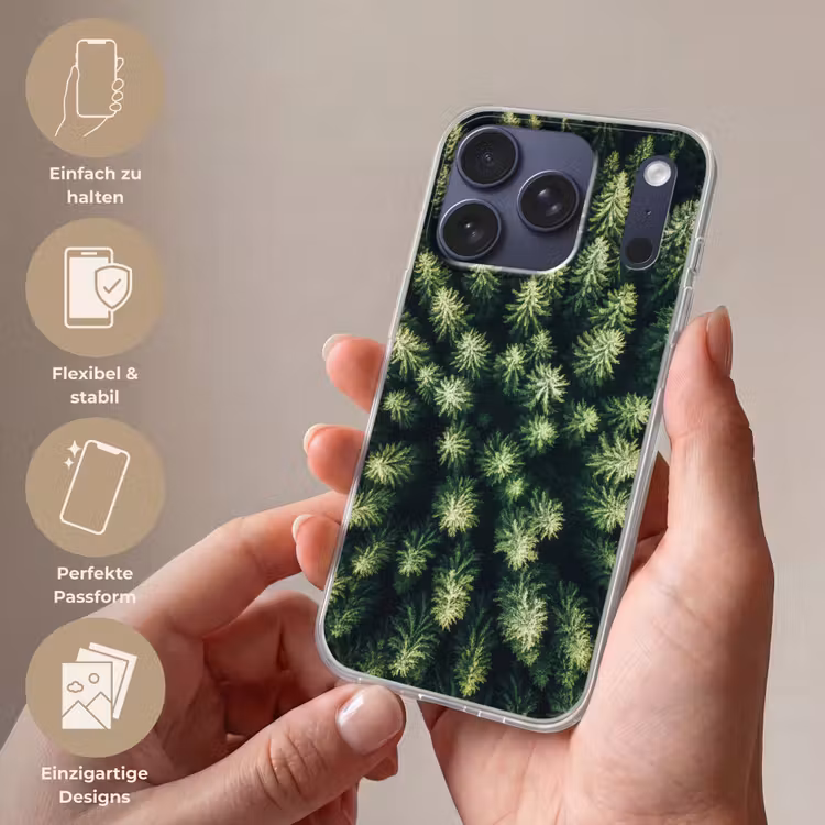 Bomen - Naaldwoud - Structuur Telefoonhoesje iPhone 17 Pro klein -sfeer3_DE
