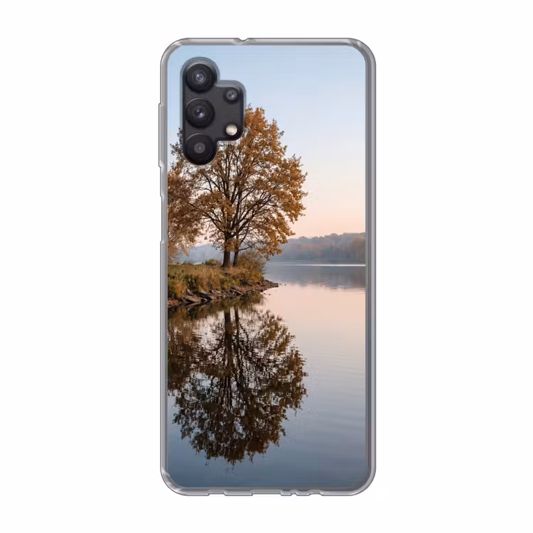 Bomen - Reflectie - Water - Zonsopgang - Serene Telefoonhoesje Samsung Galaxy A32 5G klein -3d