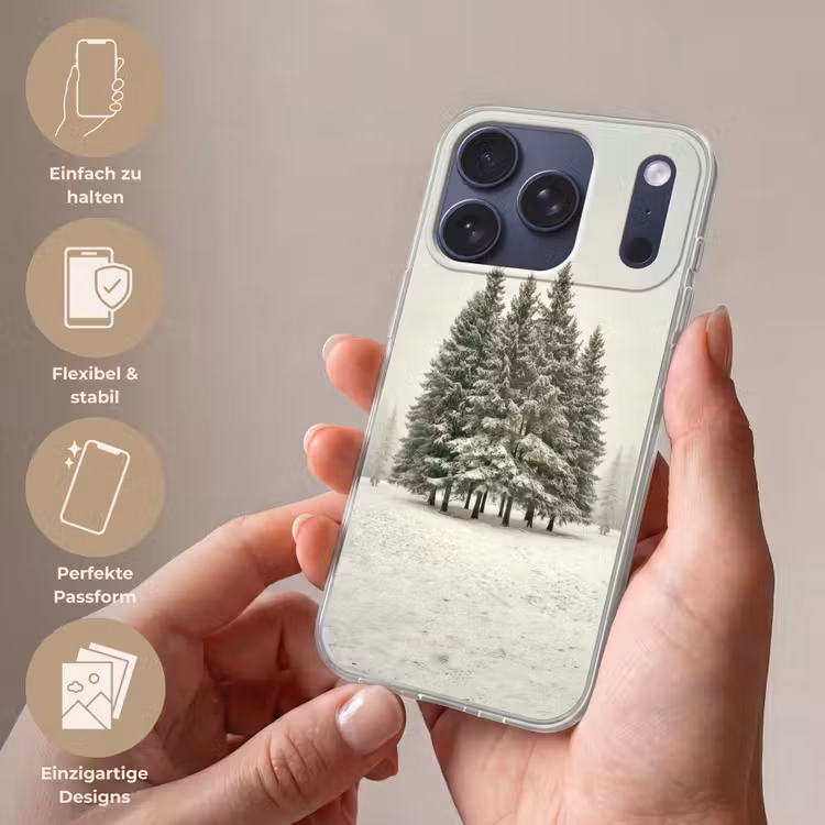 Bomen - Sneeuw - Wit Telefoonhoesje iPhone 17 Pro klein -sfeer3_DE