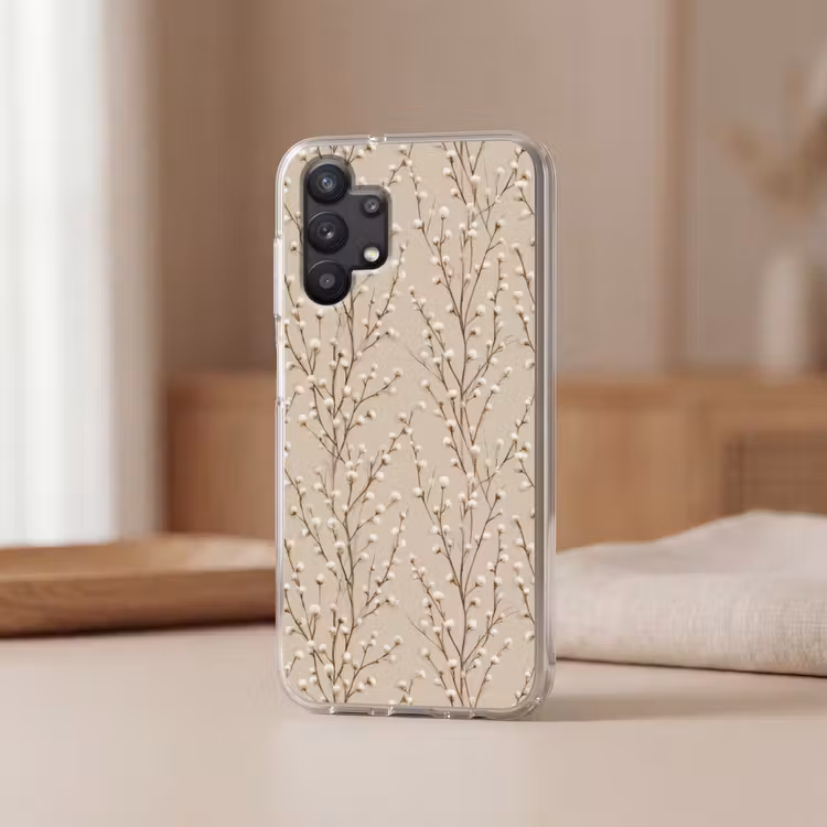 Katoen - Natuur - Taupe Telefoonhoesje Samsung Galaxy A32 5G klein 346 -sfeer2