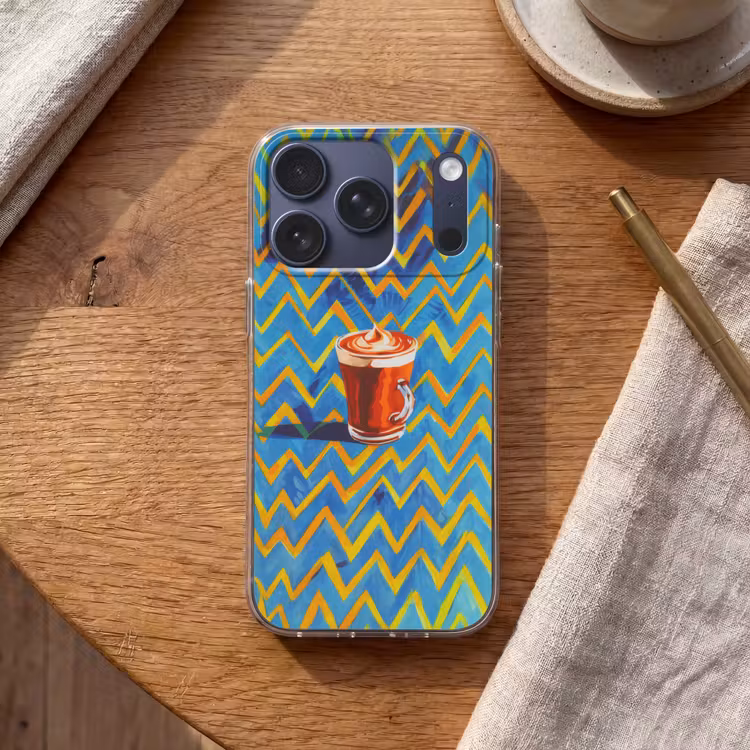 Mok - Koffie - Zigzag - Slagroom Telefoonhoesje iPhone 17 Pro klein -sfeer1