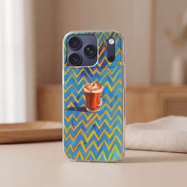 Mok - Koffie - Zigzag - Slagroom Telefoonhoesje iPhone 17 Pro klein -sfeer2