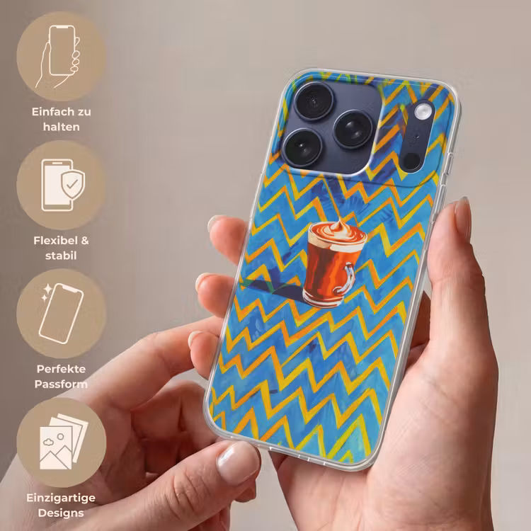 Mok - Koffie - Zigzag - Slagroom Telefoonhoesje iPhone 17 Pro klein -sfeer3_DE