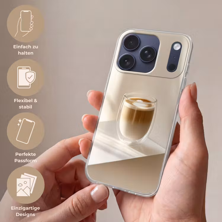 Mok - Latte - Minimalistisch - Schaduw Telefoonhoesje iPhone 17 Pro klein -sfeer3_DE