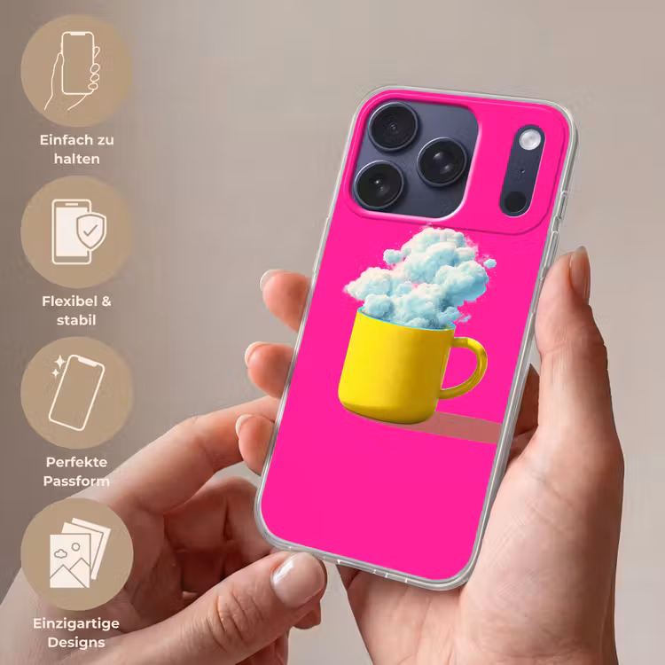 Mok - Wolken - Roze - Minimalitisch Telefoonhoesje iPhone 17 Pro klein -sfeer3_DE