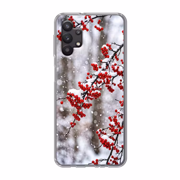 Bessen - Takken - Sneeuw - Winter - Kleurrijk Telefoonhoesje Samsung Galaxy A32 5G klein -3d