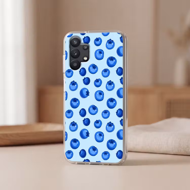 Bessen - Modern - Blauw Telefoonhoesje Samsung Galaxy A32 5G klein 346 -sfeer2