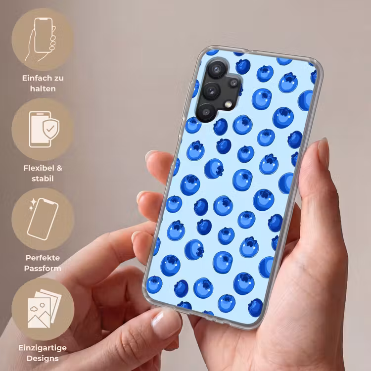 Bessen - Modern - Blauw Telefoonhoesje Samsung Galaxy A32 5G klein 346 -sfeer3_DE