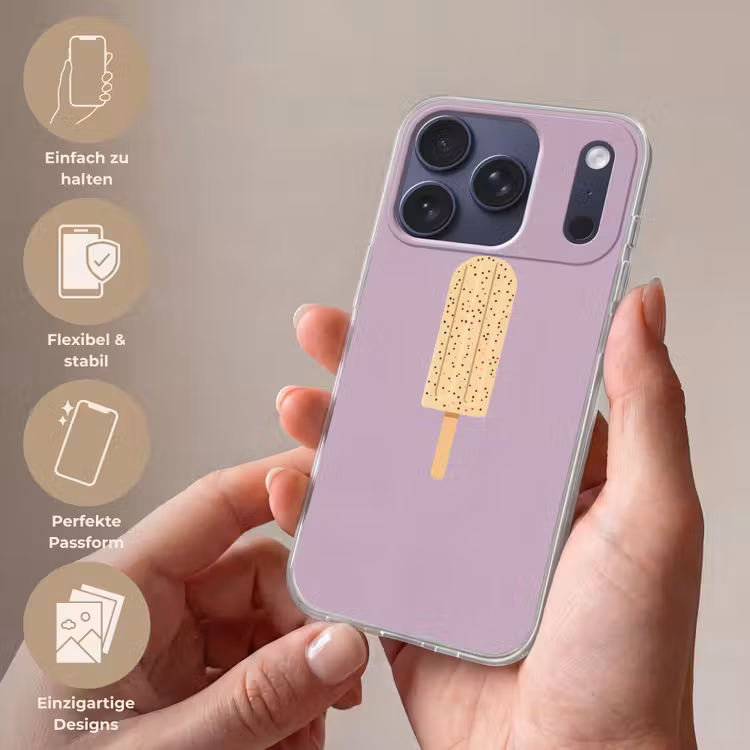 Beige - Ijsje - Spikkels Telefoonhoesje iPhone 17 Pro klein -sfeer3_DE