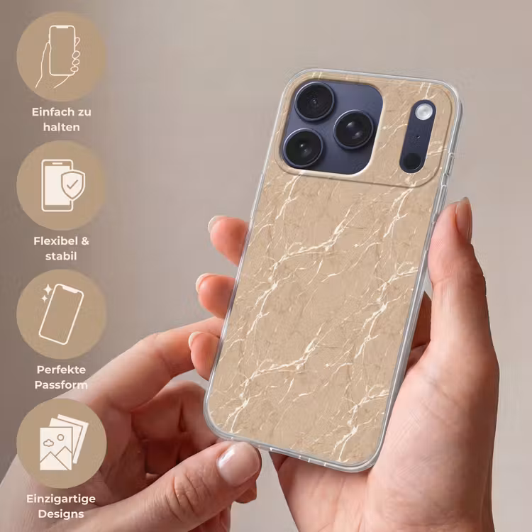 Beige - Marmer - Organisch - Wit Telefoonhoesje iPhone 17 Pro klein 878 -sfeer3_DE