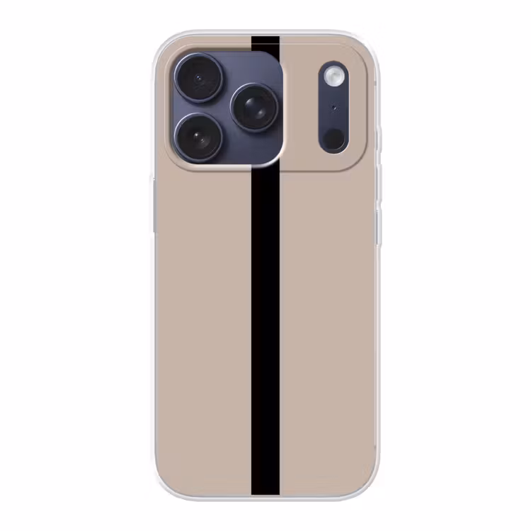 Beige - Zwart - Streep - Minimalistisch Telefoonhoesje iPhone 17 Pro klein -3d