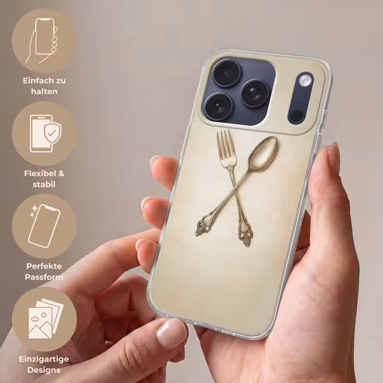 Beige - Vintage - Bestek Telefoonhoesje iPhone 17 Pro klein -sfeer3_DE