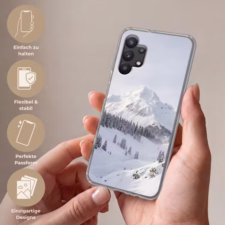 Berg - Sneeuw - Winter - Natuur - Wit Telefoonhoesje Samsung Galaxy A32 5G klein -sfeer3_DE