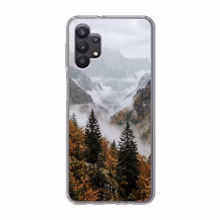 Bergen - Vallei - Mist - Herfst - Natuur Telefoonhoesje Samsung Galaxy A32 5G klein -3d