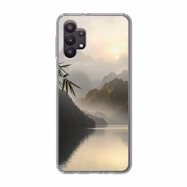 Bergen - Water - Mist - Natuur - Landschap Telefoonhoesje Samsung Galaxy A32 5G klein -3d