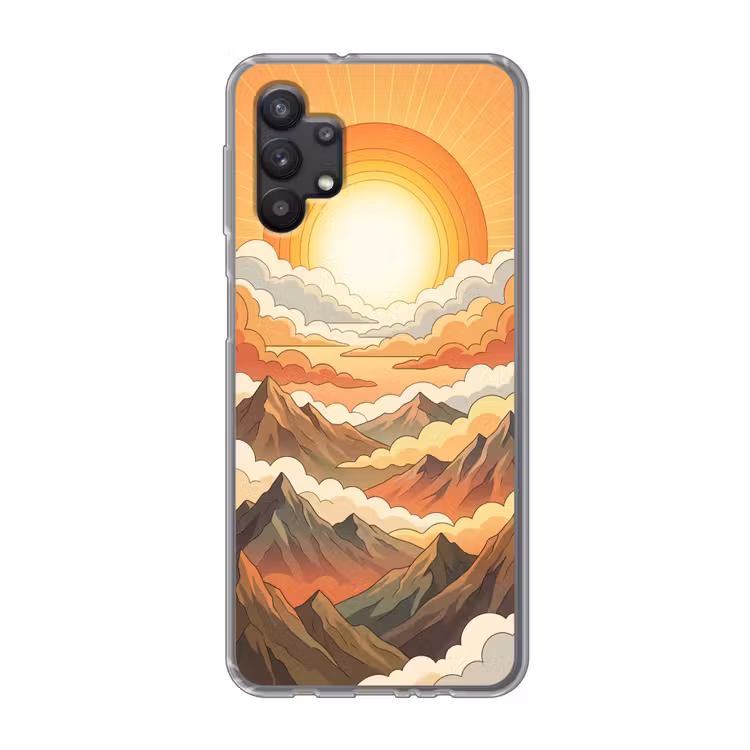 Bergen - Wolken - Natuur - Zonsopgang - Oranje Telefoonhoesje Samsung Galaxy A32 5G klein -3d