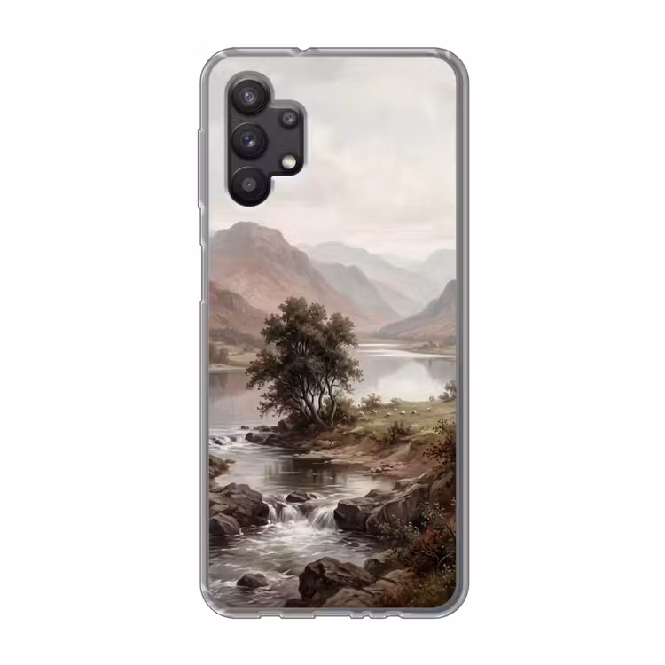 Berglandschap - Meer - Bergen - Vallei - Klassiek Telefoonhoesje Samsung Galaxy A32 5G klein -3d