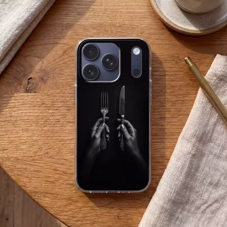Bestek - Zwart - Wit Telefoonhoesje iPhone 17 Pro klein -sfeer1
