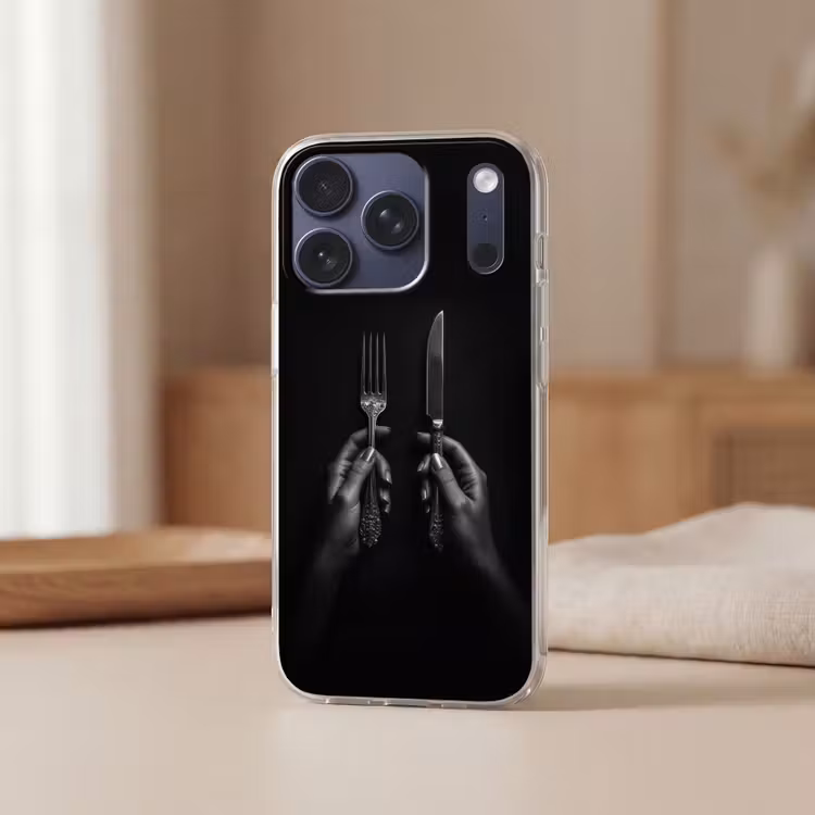 Bestek - Zwart - Wit Telefoonhoesje iPhone 17 Pro klein -sfeer2